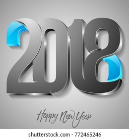 vector illustration of Happy new year 2018 with metal font