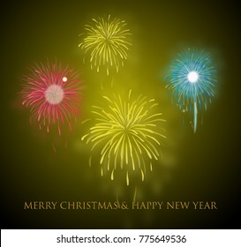 Vector illustration of Happy New Year fireworks background