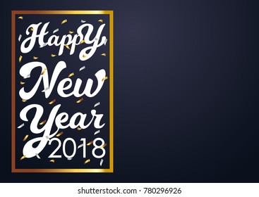 vector illustration of happy new year 2018 gold  typography on background