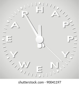 vector illustration of happy new year paper clock. christmas holiday illustration for happy new year and merry christmas greeting cards
