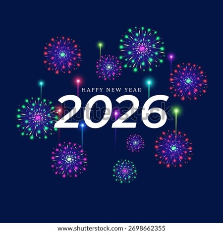 Vector illustration of Happy New Year 2026 social media template