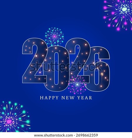 Vector illustration of Happy New Year 2026 social media template