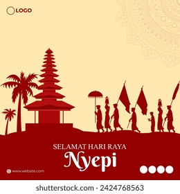 Vector illustration of Happy Nyepi Day social media feed template
