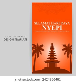 Vector illustration of Happy Nyepi Day social media feed template