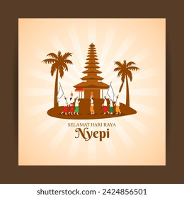 Vector illustration of Happy Nyepi Day social media feed template