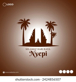 Vector illustration of Happy Nyepi Day social media feed template