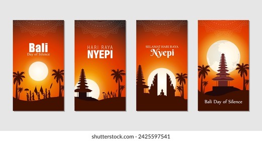 Vector illustration of Happy Nyepi Day social media feed template