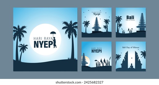 Vector illustration of Happy Nyepi Day social media feed template