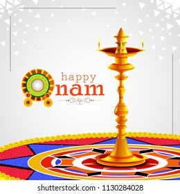 vector illustration of Happy Onam background for Festival of South India Kerala