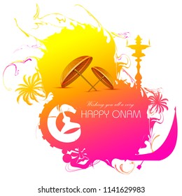 vector illustration of Happy Onam background for Festival of South India Kerala