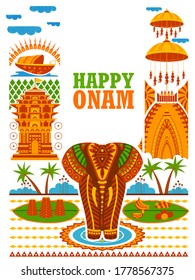 ilustración vectorial de los antecedentes de Happy Onam para el Festival de India del Sur de Kerala
