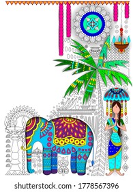 vector illustration of Happy Onam background for Festival of South India Kerala