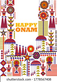 vector illustration of Happy Onam background for Festival of South India Kerala