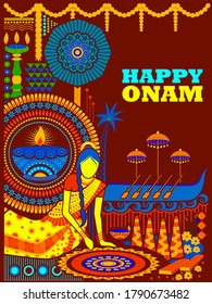 Vektorgrafik von Happy Onam Hintergrund für das Festival von South India Kerala