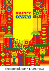 ilustración vectorial de los antecedentes de Happy Onam para el Festival de India del Sur de Kerala
