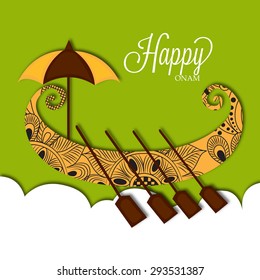 Imagen vectorial del fondo feliz de Onam con barco.