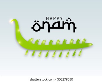 Vector illustration of Happy Onam background with boat.