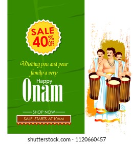 vector illustration of Happy Onam Big Shopping Sale Advertisement background