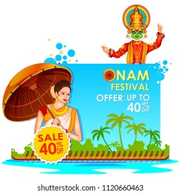 vector illustration of Happy Onam Big Shopping Sale Advertisement background