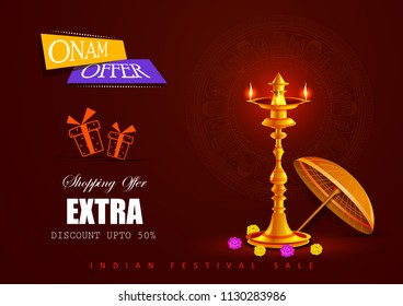 vector illustration of Happy Onam Big Shopping Sale Advertisement background for Festival of South India Kerala