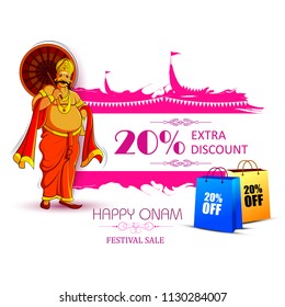 vector illustration of Happy Onam Big Shopping Sale Advertisement background for Festival of South India Kerala
