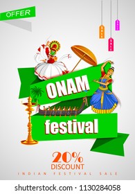 vector illustration of Happy Onam Big Shopping Sale Advertisement background for Festival of South India Kerala