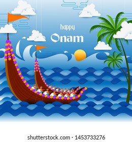 vector illustration of Happy Onam Big Shopping Sale Advertisement background for Festival of South India Kerala