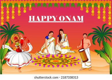 vector illustration of Happy Onam Big Shopping Sale Advertisement background for Festival of South India Kerala