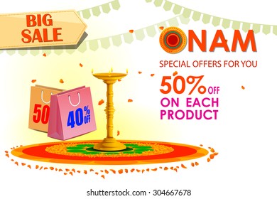 vector illustration of Happy Onam big sale