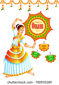 vector illustration of Happy Onam Big Shopping Sale Advertisement background