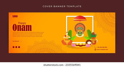 Vector illustration of Happy Onam Fb cover banner mockup Template