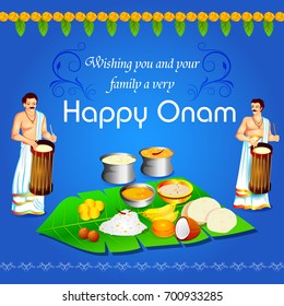 vector illustration of Happy Onam Festival background of Kerala