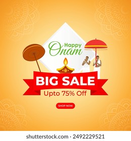 Vector illustration of Happy Onam Sale social media feed template