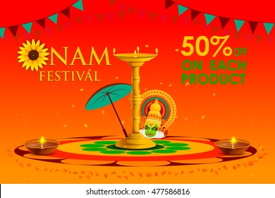 vector illustration of Happy Onam shopping sale offer
