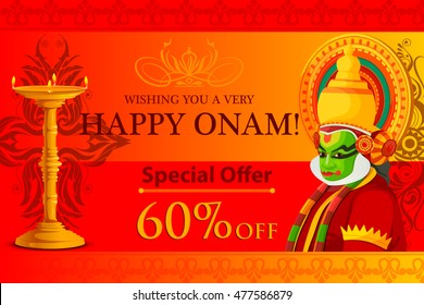 vector illustration of Happy Onam shopping sale offer