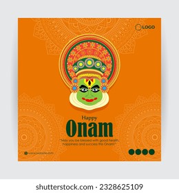 Vector illustration of Happy Onam social media story feed mockup template
