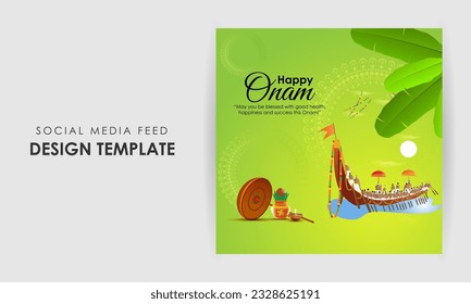 Vector illustration of Happy Onam social media story feed mockup template