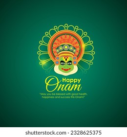Vector illustration of Happy Onam social media story feed mockup template