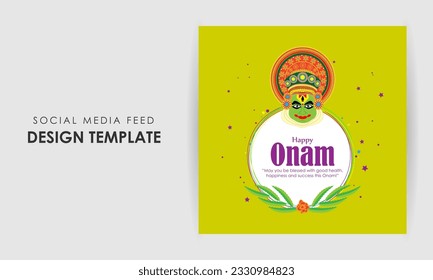 Vector illustration of Happy Onam social media story feed mockup template