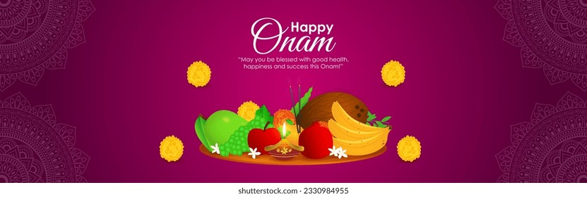 Vector illustration of Happy Onam social media story feed mockup template