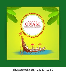 Vector illustration of Happy Onam social media story feed mockup template