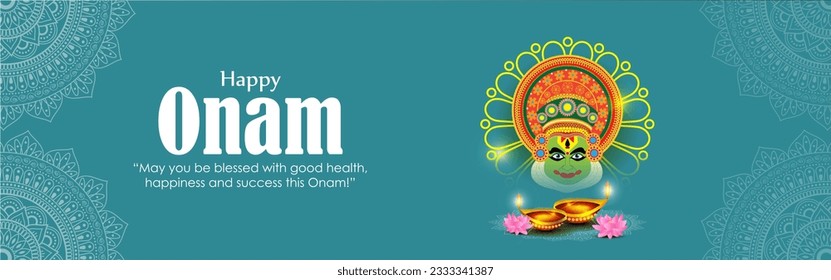 Vector illustration of Happy Onam social media story feed mockup template