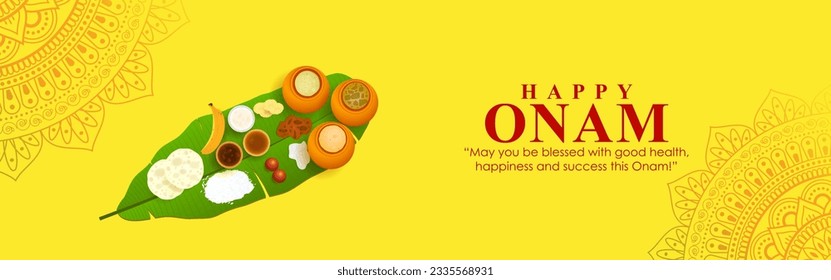 Vector illustration of Happy Onam social media story feed mockup template