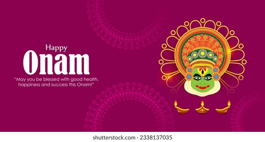 Vector illustration of Happy Onam social media story feed mockup template