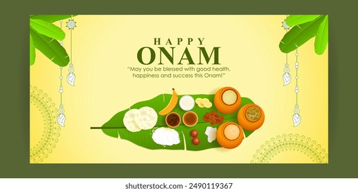 Vector illustration of Happy Onam social media feed template