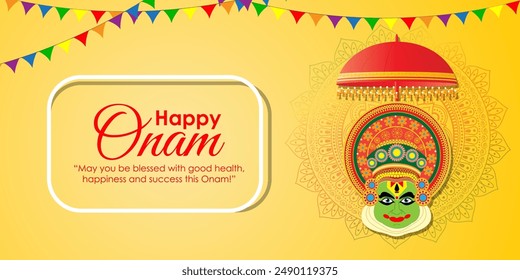 Vector illustration of Happy Onam social media feed template