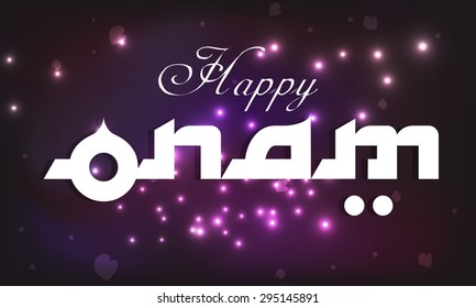 Vector illustration of Happy Onam text on shiny background