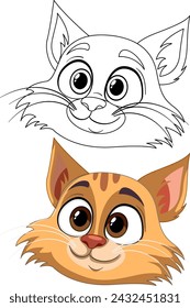 Vector illustration of a happy, orange cartoon cat