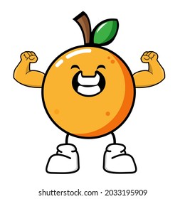 Vector illustration of a happy orange cute fruit character mascot vector design. Cute orange ekspresion