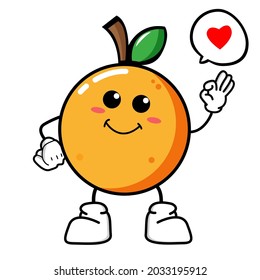 Vector illustration of a happy orange cute fruit character mascot vector design. Cute orange ekspresion